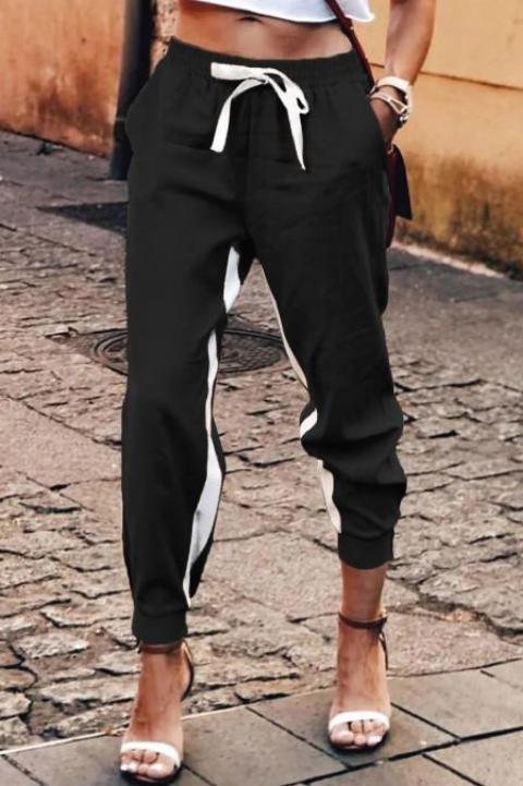 Дълъг моден панталон с ластик на талията FRIEDA, черен