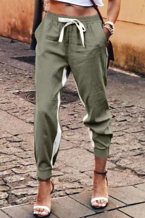 Дълъг моден панталон с ластик на талията FRIEDA, зелен