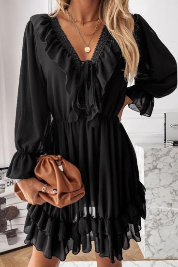 Елегантна рокля с "V"-образно деколте CLEMENTINA, черна  