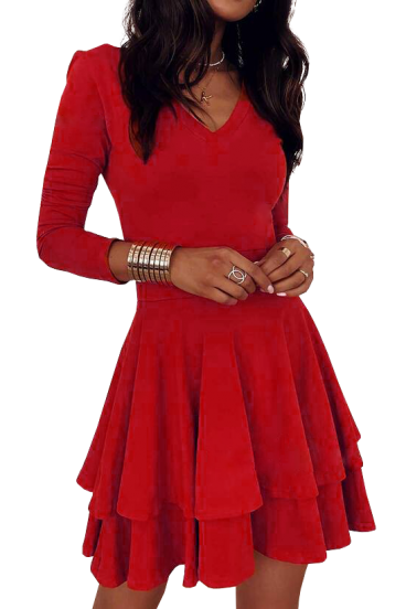 Елегантна рокля с "V" образно деколте KYLIANA, червена