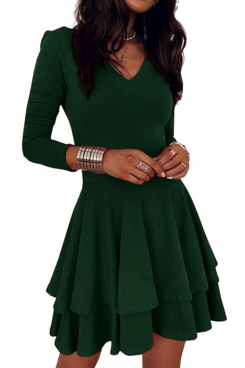 Елегантна рокля с "V" образно деколте KYLIANA, зелен