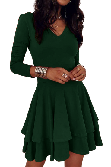 Елегантна рокля с "V" образно деколте KYLIANA, зелен