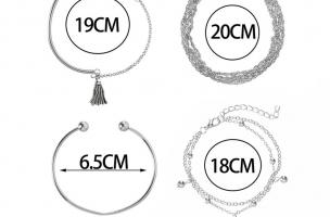 Комплект от 4 гривни с различни форми EVENNE, сребърен цвят