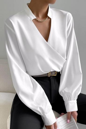 Елегантна блуза с дълбоко деколте BELUCCA, бяла