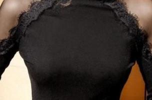Елегантна блуза с висока яка и дълги ръкави BEGONYA, черна