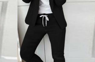 Комплект панталон с елегантен блейзър ESTRENA, черен
