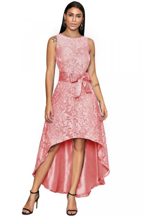 Елегантна мини рокля без ръкави с красива дантела SUZAN, розова