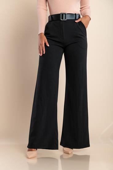 Елегантен дълъг панталон с колан SOLARINA, черен