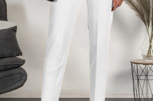 Елегантен дълъг панталон с права кройка TORDINA,  бял