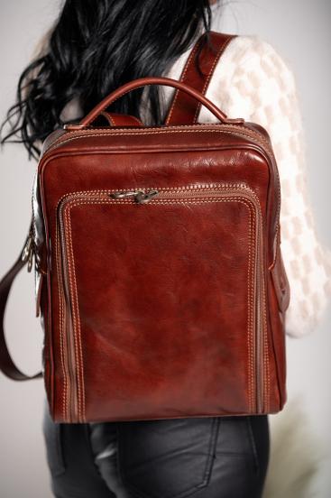 Естествена кожена чанта Mackenzie, кафява