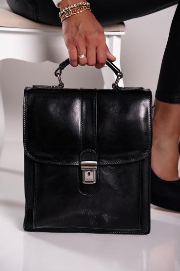 Дамска чанта от естествена кожа AFRODITA, черна