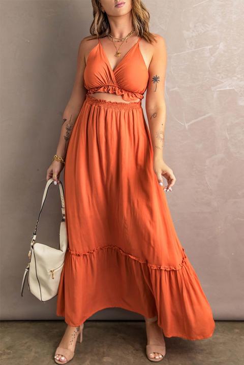 Елегантна рокля с волани GAUCHA, оранжевa