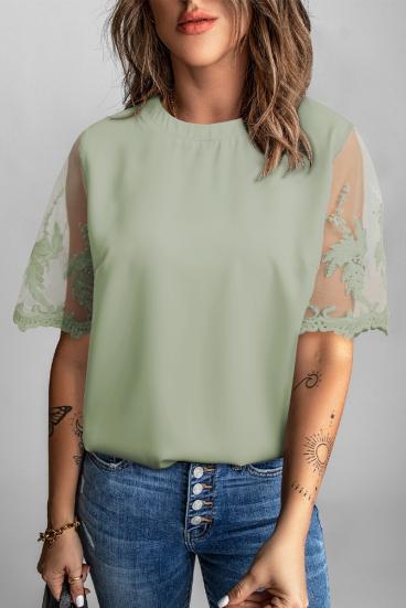 Дамска блуза с прозрачен ръкав JURANA, зелена