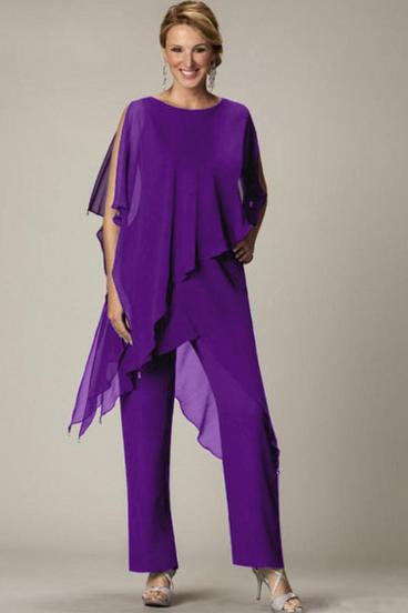 Комплект елегантна полупрозрачна туника и дълъг панталон CLAUDETTE, лилава