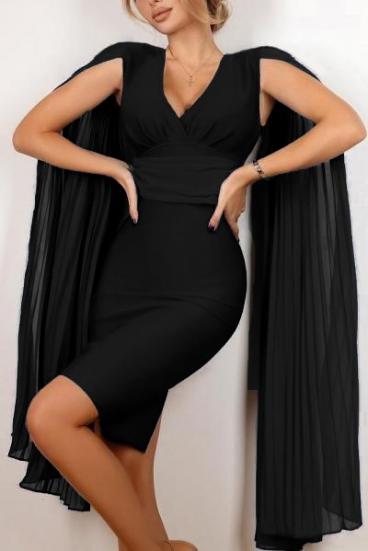 Декоративна вталена рокля MARSEILA, черна