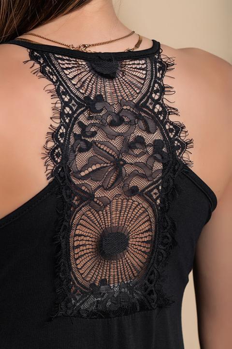 Дълга рокля с дантелена декорация PRIMAROSA, черна