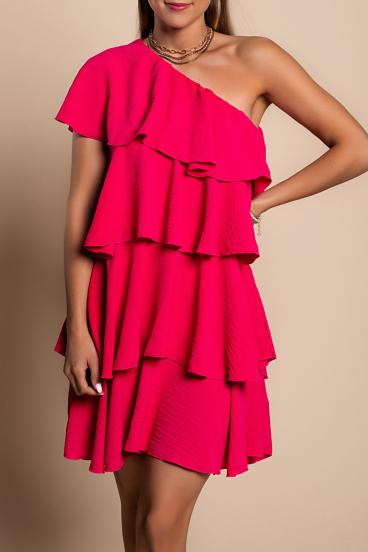 Елегантна къса рокля с волани LIONA, розова