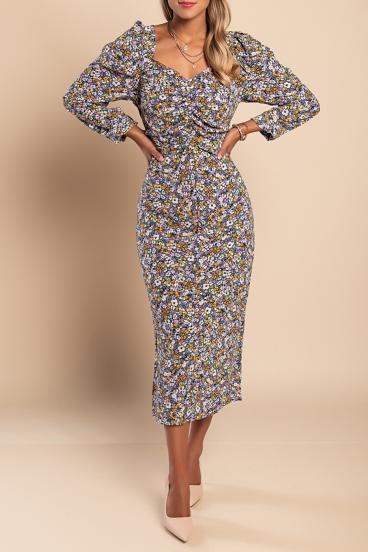Елегантна рокля с флорален принт FERRA, лилава