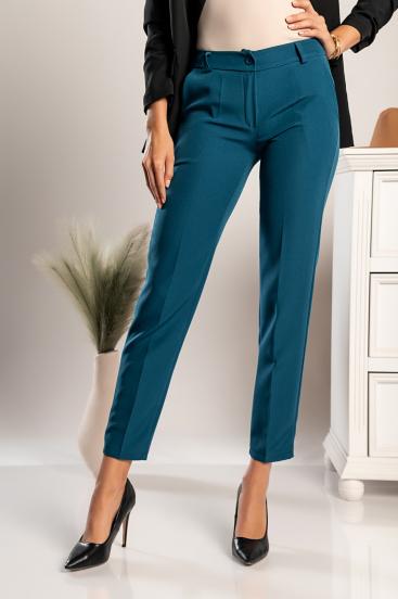Елегантен дълъг панталон с права кройка TORDINA, синьо-зелен