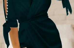 Елегантна мини рокля с акцент от мъниста CANDYS, зелена