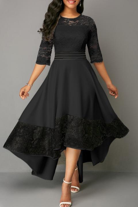 Елегантна рокля с дантела Bianca, черна
