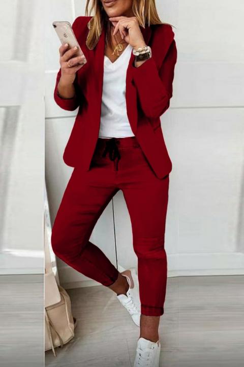 Комплект панталон с елегантен блейзър ESTRENA,  бордо