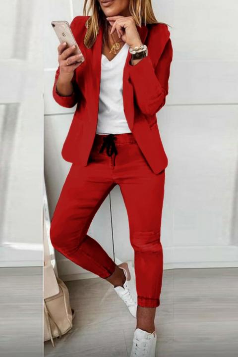 Комплект панталон с елегантен блейзър ESTRENA, червен