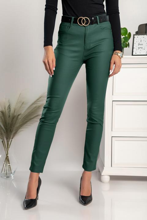 Тесен панталон от изкуствена кожа RODA, синьо-зелен