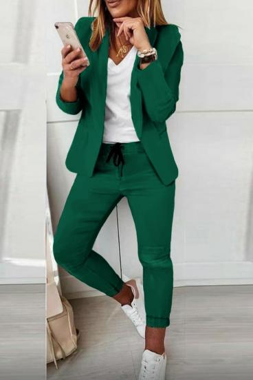 Комплект панталон с елегантен блейзър ESTRENA, светло зелено