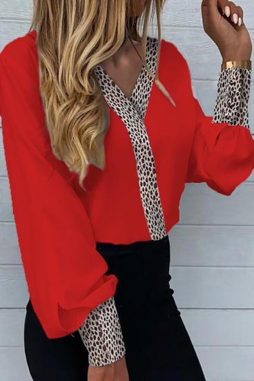 Елегантна блуза с леопардов принт POLINA, червена