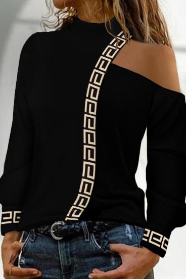 Блуза с геометричен принт NELYNA, черна