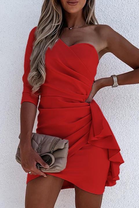 Елегантна къса рокля с волани RICALETTA, червена