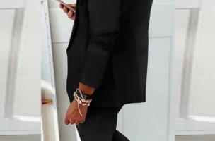 Комплект панталон с елегантен блейзър ESTRENA, черен