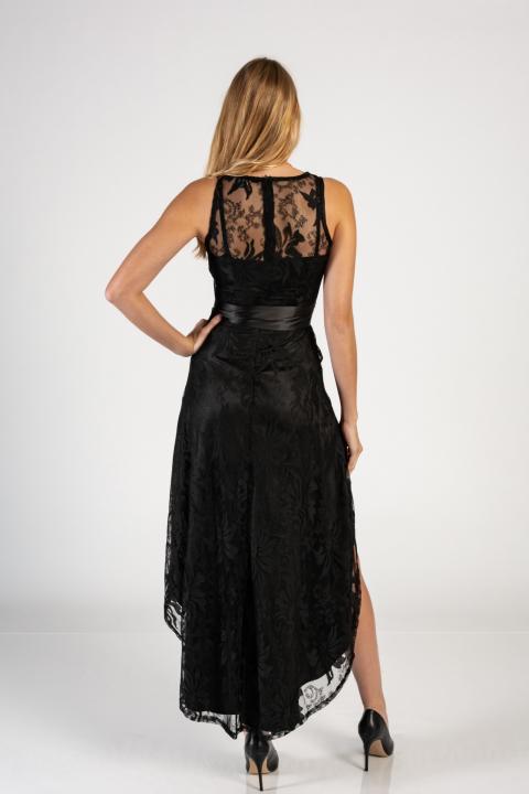 Елегантна мини рокля без ръкави с красива дантела SUZAN, черна