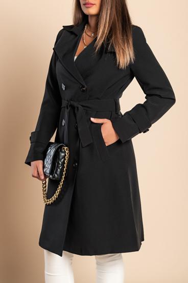 Стилен дамски шлифер, черен