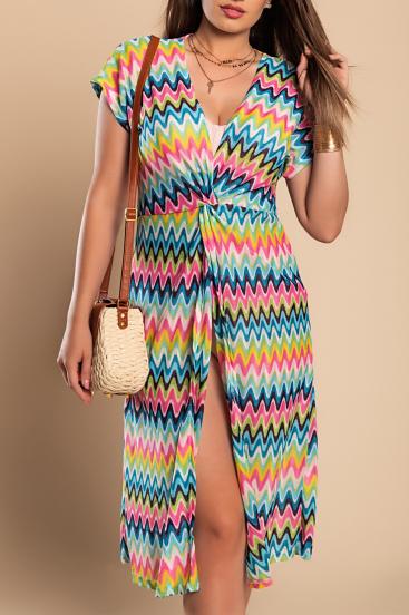 Плажна рокля с многоцветна щампа, многоцветна