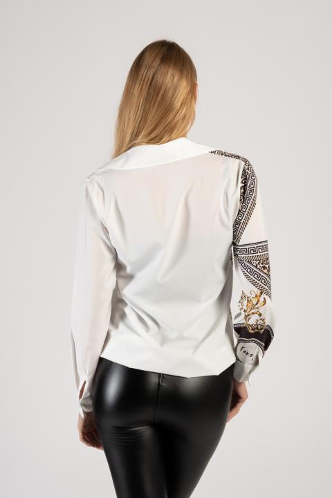 Елегантна блуза със сатенен ефект RUSTICA, бяла