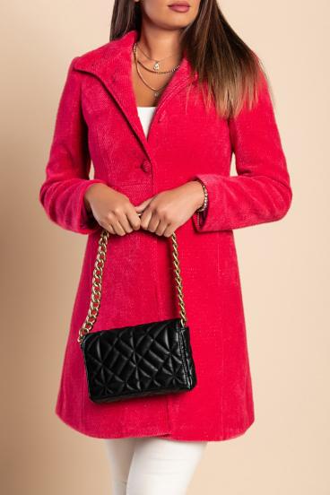 Елегантно палто Nusca, цвят фуксия