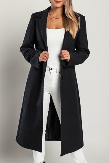 Елегантно дълго палто, черно