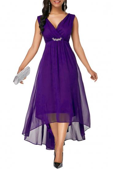 Елегантна рокля с асиметрична дължина GRACIANA, лилава