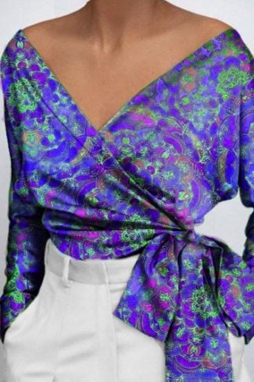 Елегантна блуза с принт Roveretta, лилава