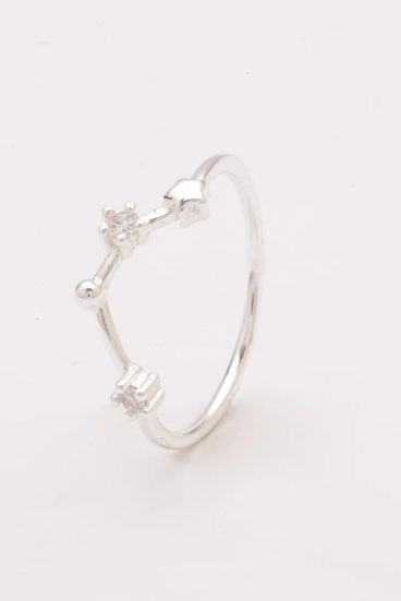 Сребърен пръстен с декоративни диаманти, ART503 - AQUARIUS, цвят сребро