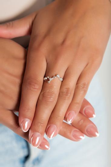Сребърен пръстен с декоративни диаманти, ART497 - ДЕВА, цвят сребро