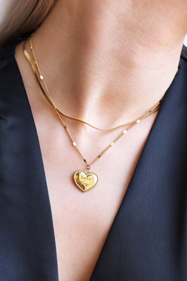 Колие с висулка във формата на сърце, ART541, цвят злато