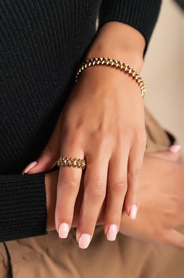Комплект гривна и пръстен, ART999, цвят злато