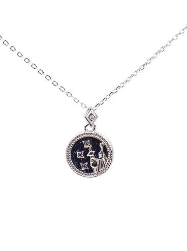 Колие с медальон, ДЕВА, ART930, цвят сребро