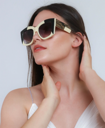 Двуцветни комбинирани слънчеви очила, ART2175, черно и бяло