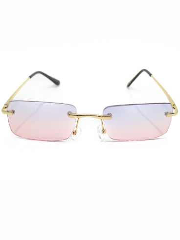 Правоъгълни слънчеви очила без рамка, ART2026, розови