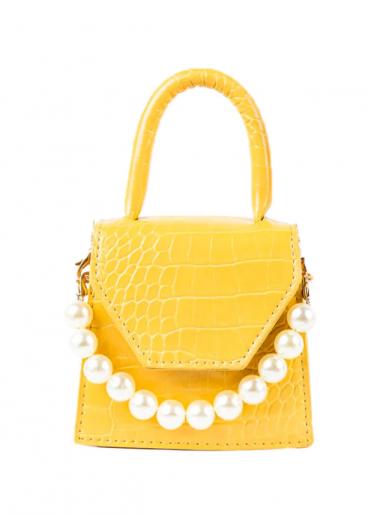 Чантичка с декоративни перли, ART814, жълта