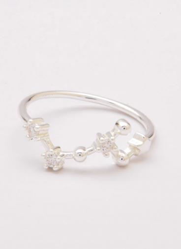 Сребърен пръстен с кристали, ART494 - TAURUS, цвят сребро